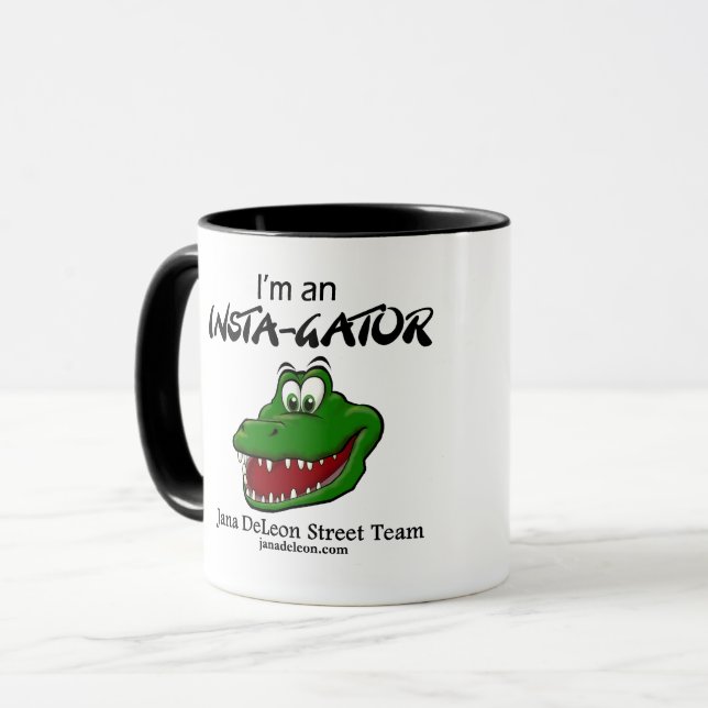 Caneca Mug de café com anel preto com logotipo do grupo d (Frente Esquerda)