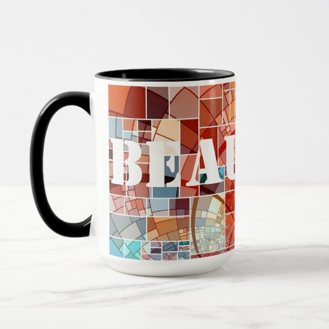 Caneca Mug De Café De Arte Personalizada Mosaica De 15oz  (Esquerda)