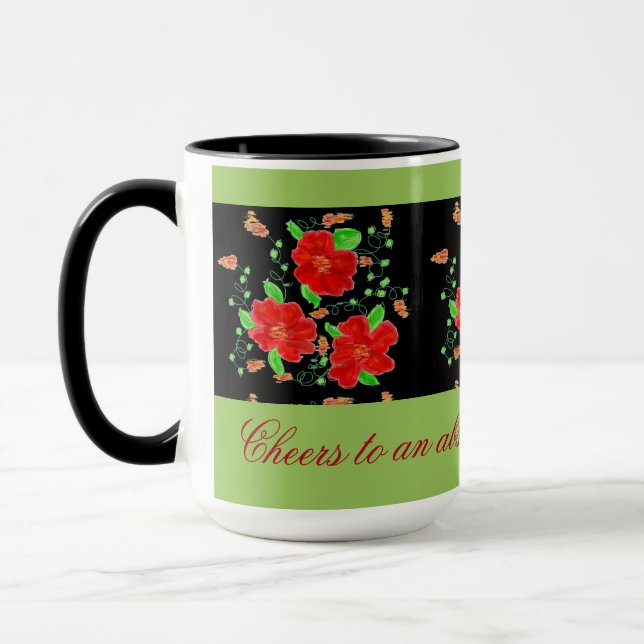 Caneca Mug De Café De Flor Vermelho (Esquerda)