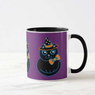 Caneca Mug de Café de Gato Halloween