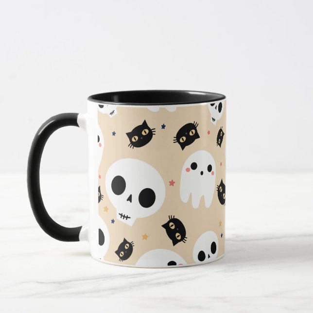 Caneca Mug De Café De Halloween Com Fantasma De Crânio E  (Esquerda)