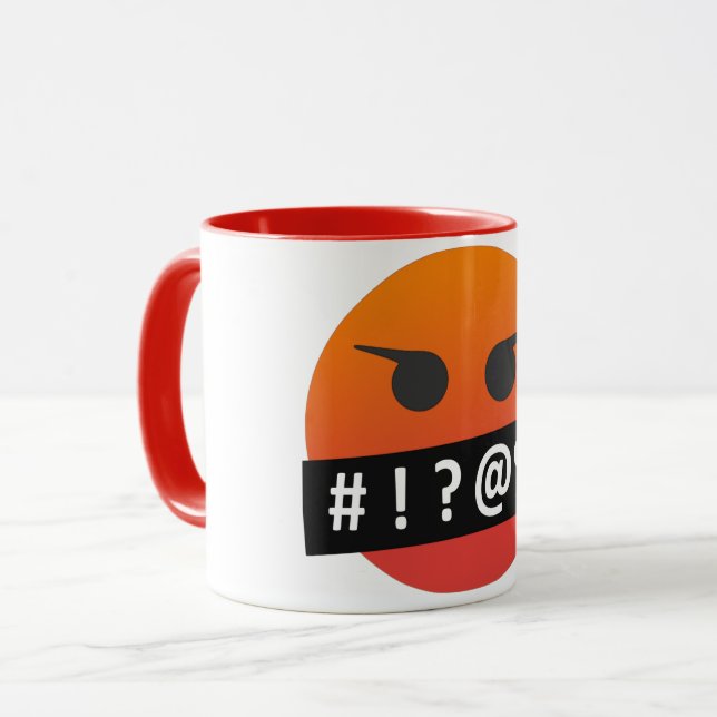 Caneca Mug De Café Emoji Com Raiva (Frente Esquerda)