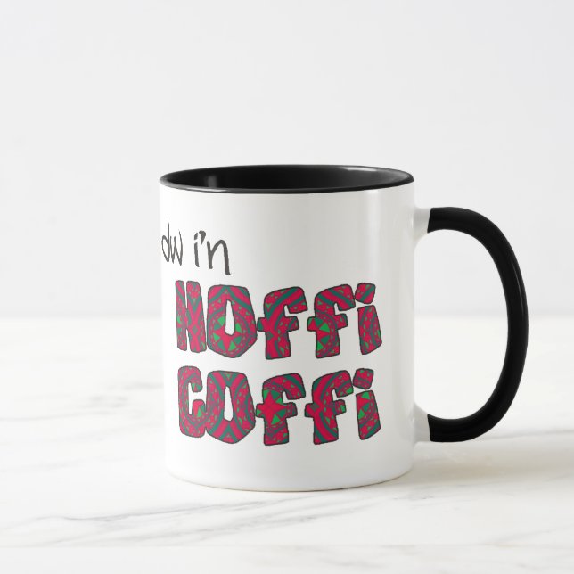 Caneca Mug de Café Galês: Hoffi Coffi, Vermelho, Padrão V (Direita)