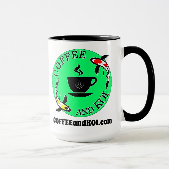 Caneca Mug de café grande - Café e Koi (Direita)