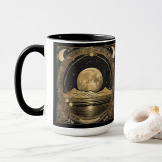 Caneca Mug De Café - Lua Ouro Sobre Água Pacífica