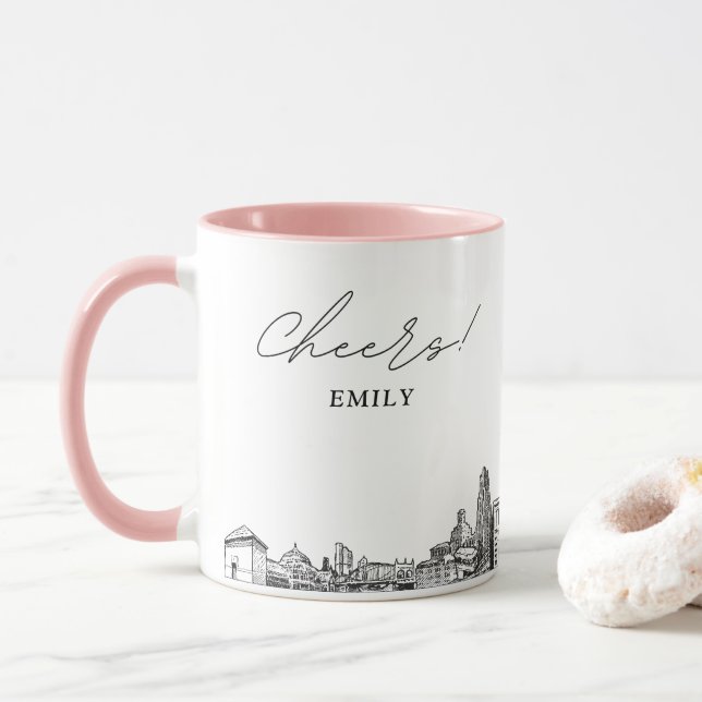 Caneca Mug de Café Personalizado de Pittsburgh (Com Donut)