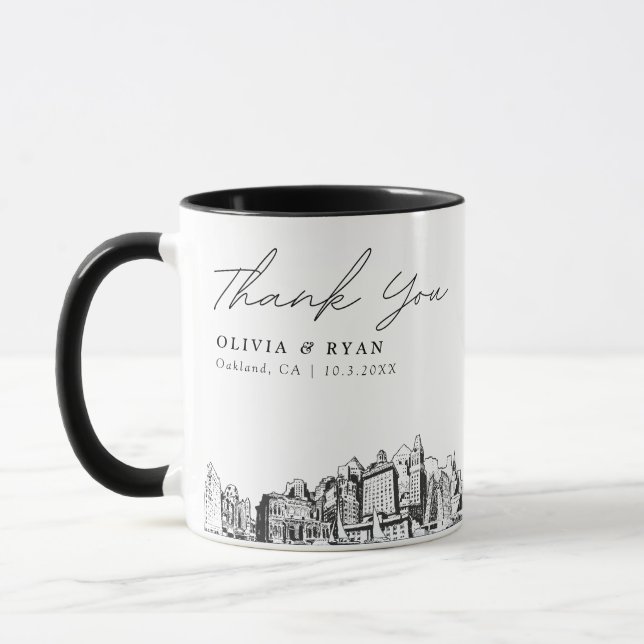 Caneca Mug de Café Personalizado Mínimo para Casamento Oa (Esquerda)