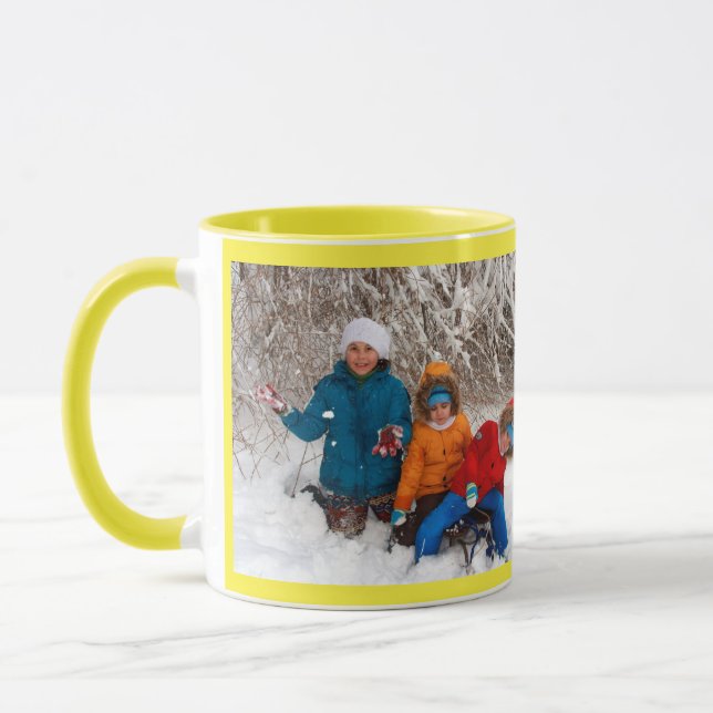 Caneca Mug de Café Personalizar Modelo de Foto Amarelo (Esquerda)