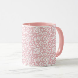 Caneca Mug de café rosa, floral, 1860