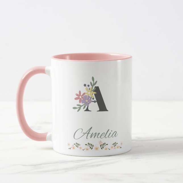 Caneca Mug de café verde-rosa elegante de Amelia (Esquerda)