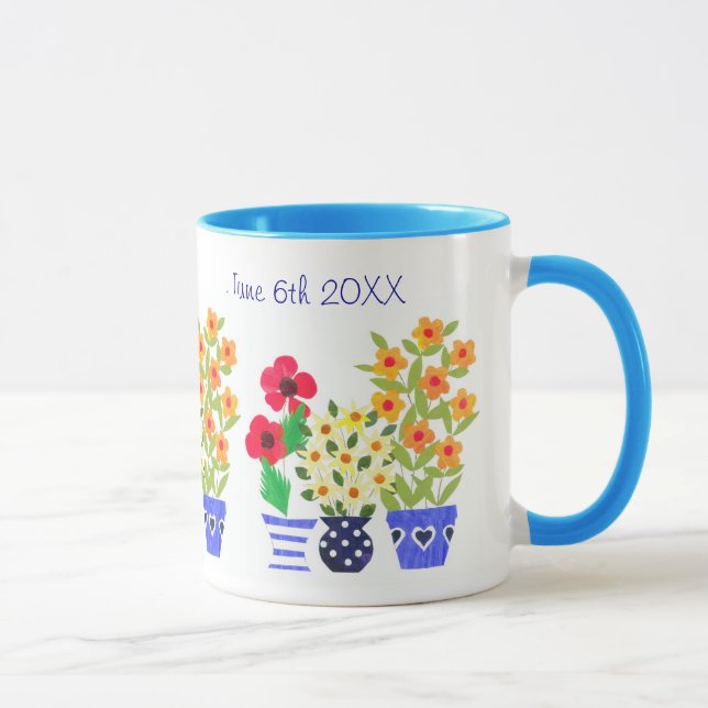 Caneca Mug de Casamento de 'Energia Flor' Personalizável (Direita)