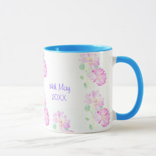 Caneca Mug de Casamento Personalizável, Rosas Românticas 