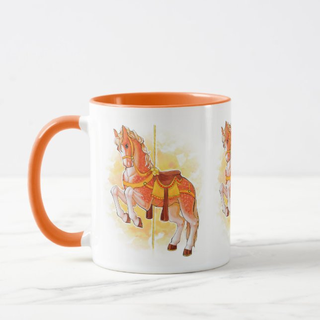 Caneca Mug de Cavalo Carrossel Laranja (Esquerda)