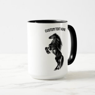 Caneca Mug de Cavalo em Direita com Texto Personalizado e