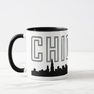 Caneca Mug de Chicago minimalista moderno com Skyline da 
