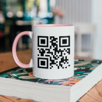 Mug de código QR personalizado com alça rosa