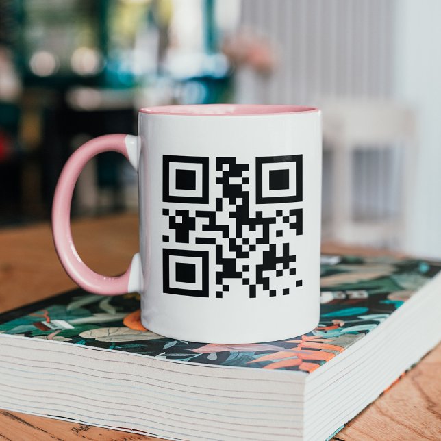Caneca Mug de código QR personalizado com alça rosa (Criador carregado)