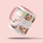 Caneca Mug de Colagem de Fotografias de 1rua<br><div class="desc">Mug moderno de dia de as mães 1rua com um modelo de colagem de 6 fotos,  o ditado "primeiro dia de as mães feliz" em um script e uma fonte rosa e bonita,  e o nome dos filhos.</div>