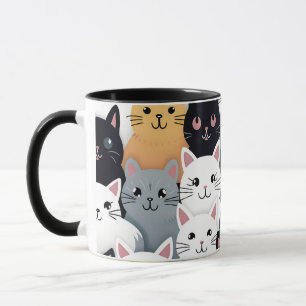 Caneca Mug de Colagem de Gatos