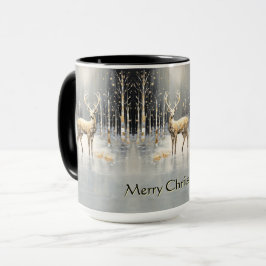 Caneca Mug de Feriado de Reindeer de Natal Dourado