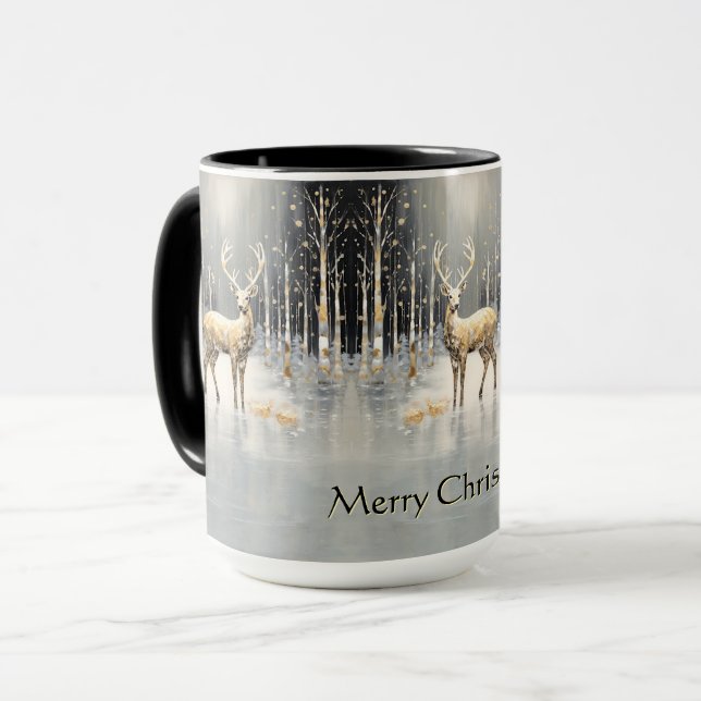 Caneca Mug de Feriado de Reindeer de Natal Dourado (Frente Esquerda)