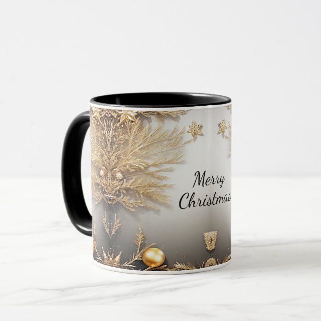 Caneca Mug de Feriado Dourado Único (Frente Esquerda)