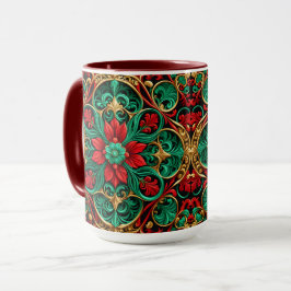 Caneca Mug de Feriado Verde Vermelho Decorativo