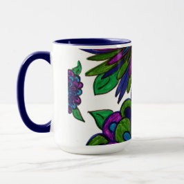 Caneca Mug de Flor Azul Magenta