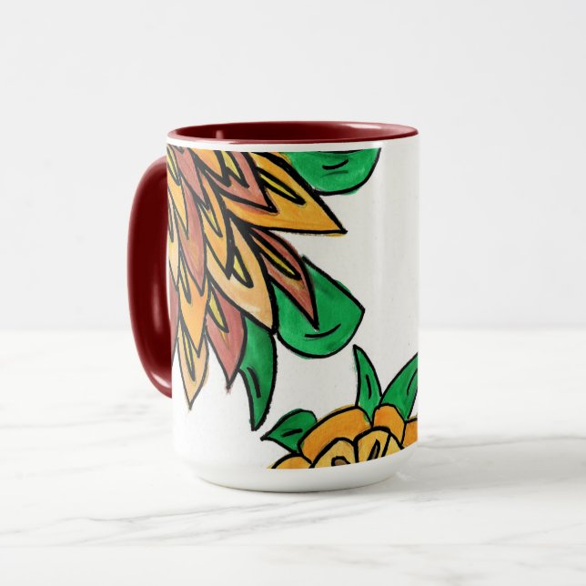 Caneca Mug de Flor Castanho (Frente Esquerda)