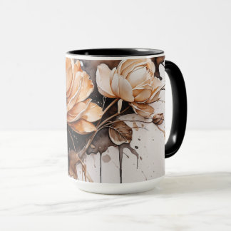 Caneca Mug de flor de aquarela elegante