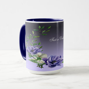 Caneca Mug De Flores Roxas Por Aquarela