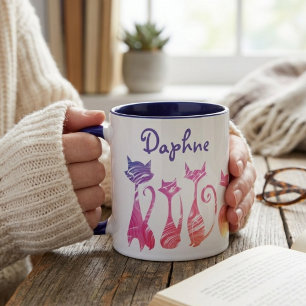 Caneca Mug de Gatos de Silhueta Suave Adoráveis