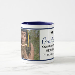 Caneca Mug de Graduação Personalizada de Foto Azul com Ke