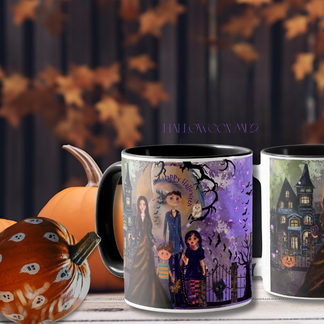 Caneca Mug de Halloween da Casa Branca (Gothic Haunted House Halloween Mug)