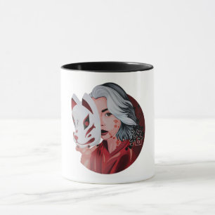 Caneca Mug de Ilustração de Mujina Vermelha e Negra