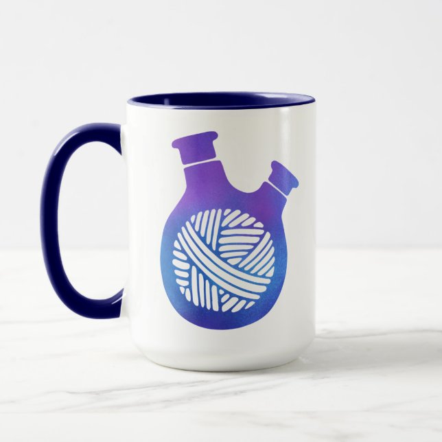 Caneca Mug de logotipo para criações de kemKnits - Marinh (Esquerda)