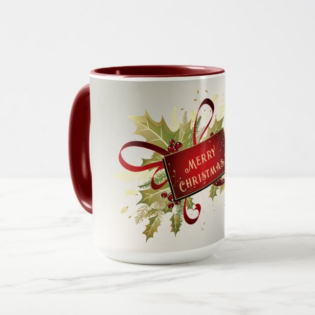 Caneca Mug de Natal Vermelho Moderno (Frente Esquerda)