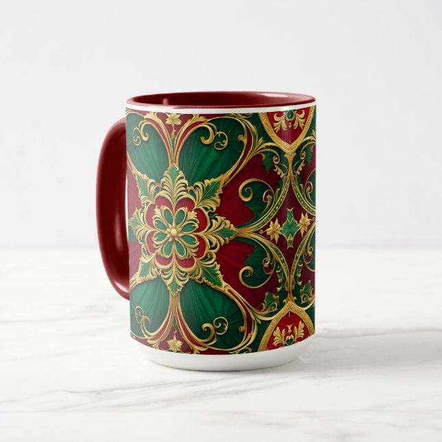 Caneca Mug de Natal Vermelho Verde (Frente Esquerda)