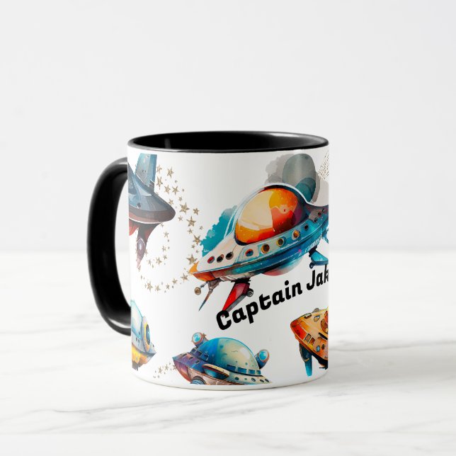 Caneca Mug de navio espacial personalizado (Frente Esquerda)
