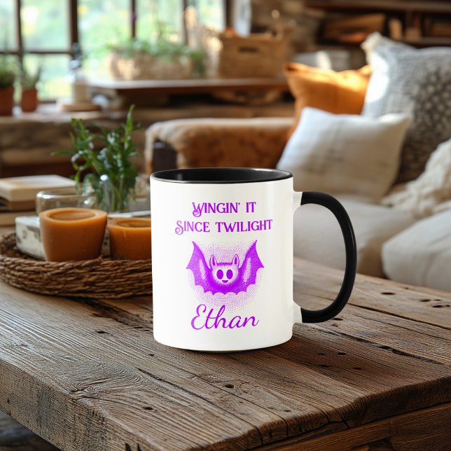 Caneca Mug de Neon Halloween Personalizado - Design de Ba (Criador carregado)