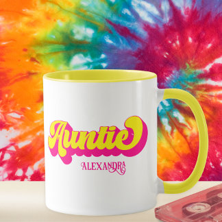 Caneca Mug de Nome Personalizado da Tia Retroativa Colori