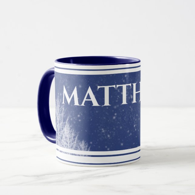 Caneca Mug de Nome Personalizado Rustic Blue (Frente Esquerda)