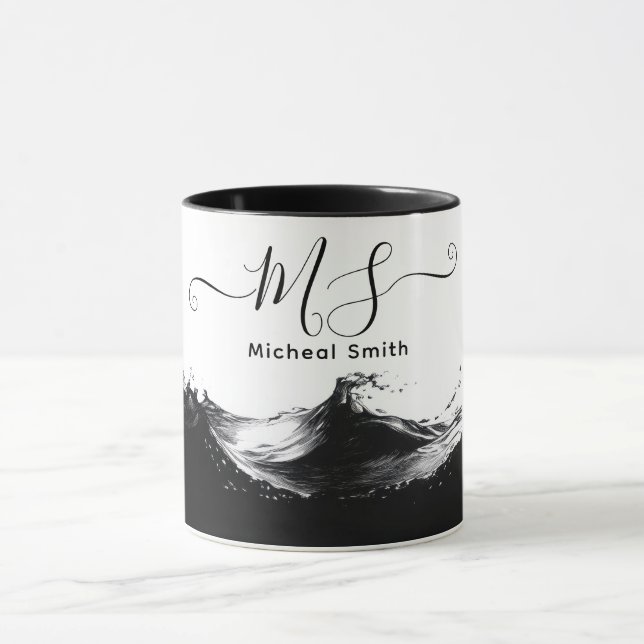 Caneca Mug de Onda Preta Personalizado - Personalizado Ar (Centro)