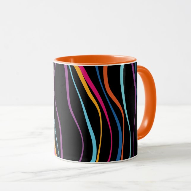 Caneca Mug de Ondas Coloridas de Padrão Moderno (Frente Esquerda)