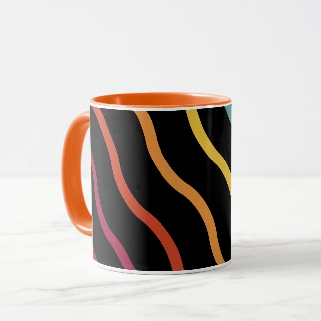 Caneca Mug de Padrão de Onda Colorida Moderna (Frente Esquerda)