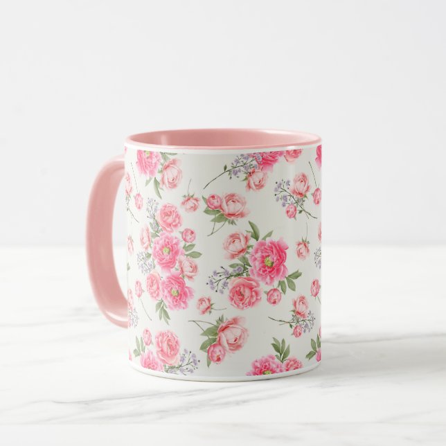 Caneca Mug de Padrão Floral Feminina (Frente Esquerda)