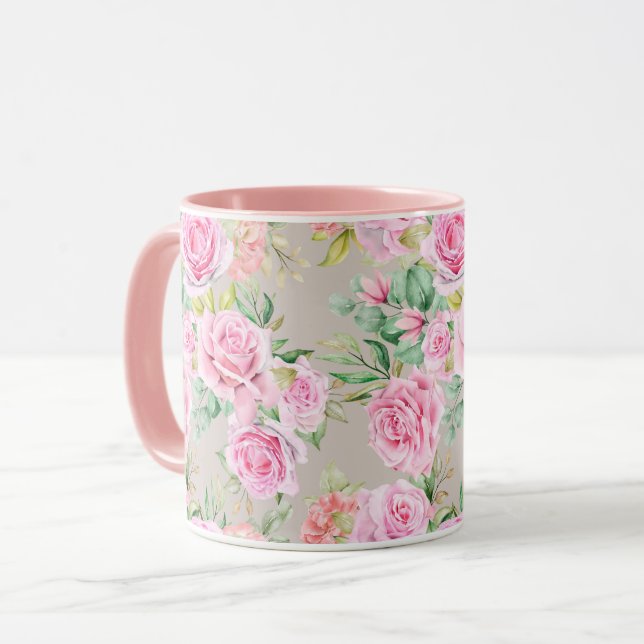 Caneca Mug de Padrão Floral Feminina (Frente Esquerda)