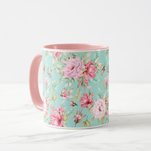 Caneca Mug de Padrão Floral Feminina (Frente Esquerda)