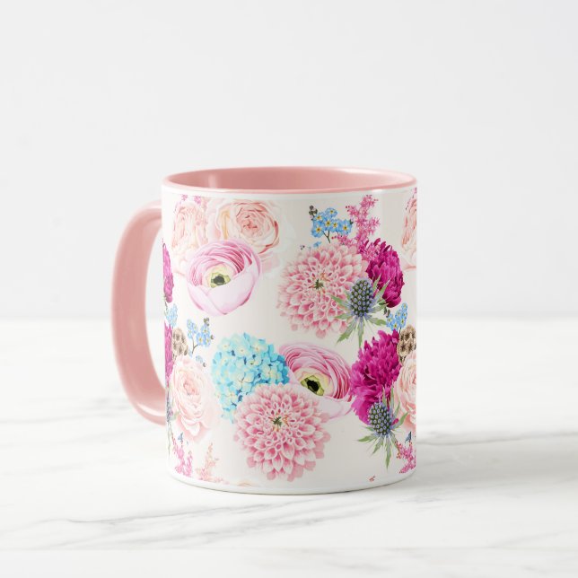 Caneca Mug de Padrão Floral Feminina (Frente Esquerda)