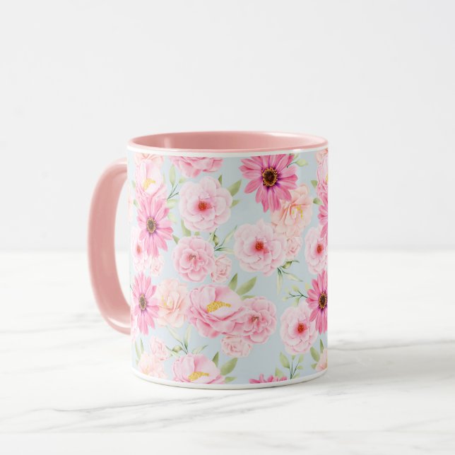 Caneca Mug de Padrão Floral Feminina (Frente Esquerda)